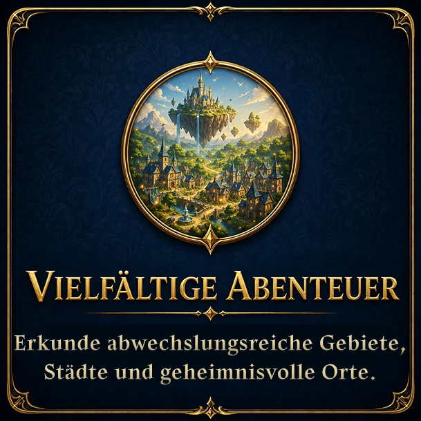 Vielfältige Abenteuer – Erkunde abwechslungsreiche Gebiete, Städte und geheimnisvolle Orte.